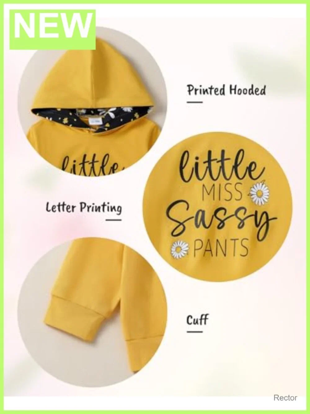 Toddler Girls Long Sleeve Hooded Sweatshirt & Floral Pants Set 1-6T